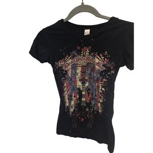 Active Apparel Black Graphic Rock Guitar T Shirt Womens Size Small